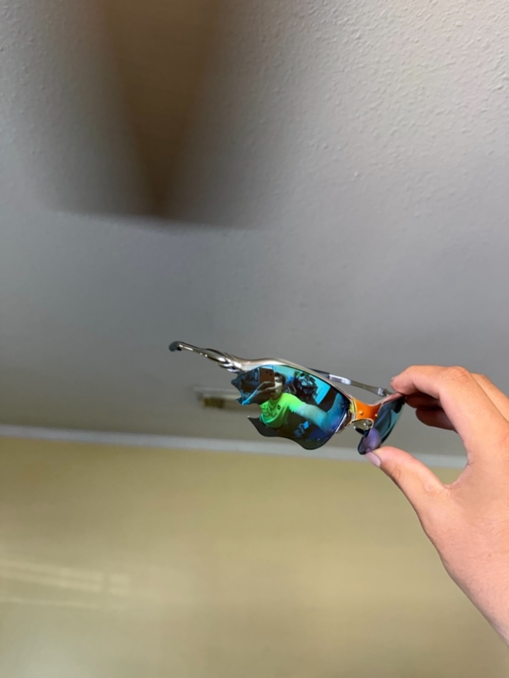 Mirrored Blue Green Sport Sunglasses - oaks